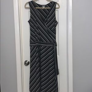 RAVE black white stripe surplice jersey dress XL